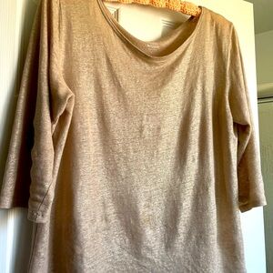 J. Crew 100% linen in shimmery gold threads, lightweight, Large. Nice!